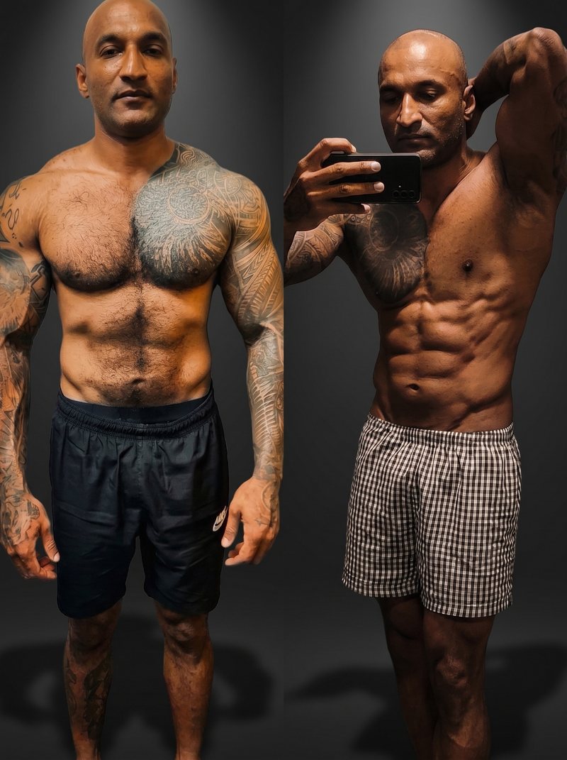 Leon's lean muscle transformation using The Alpha Method 8-week system